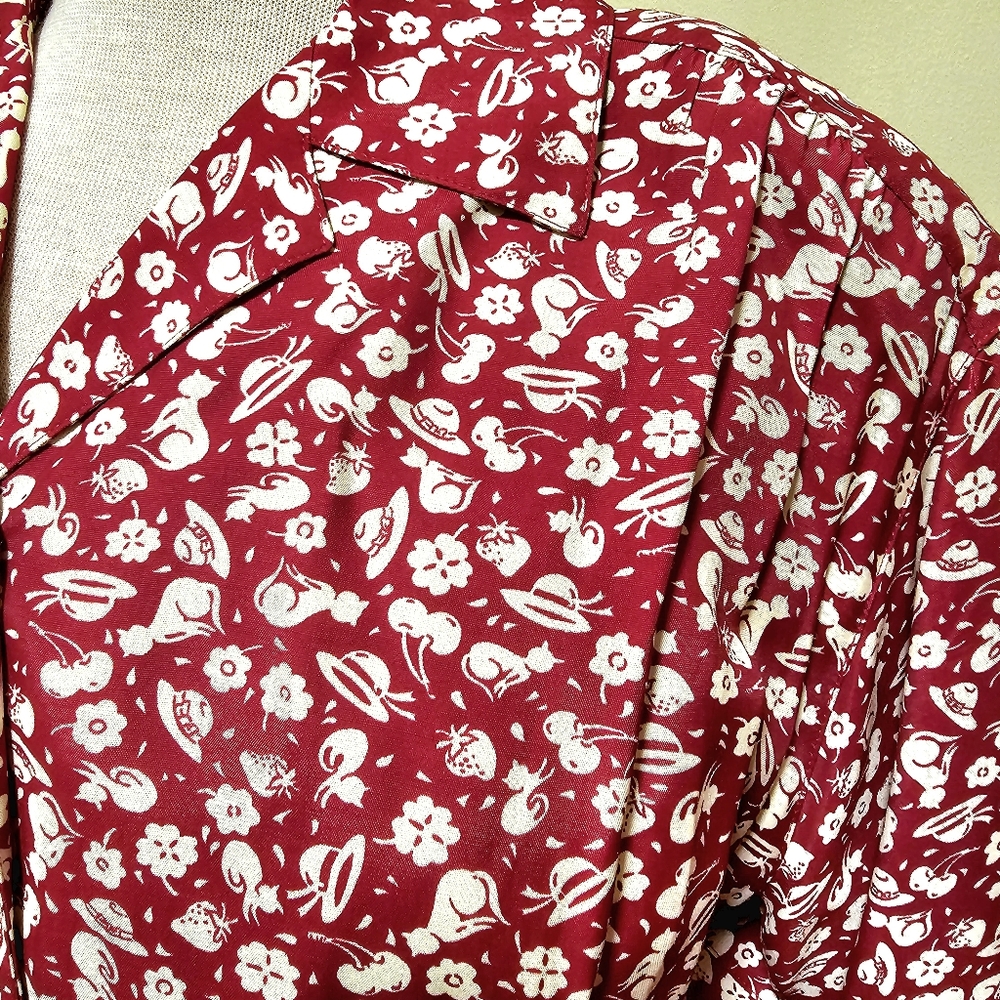 Vintage Red Fruit Print Romper with Matching Belt - Picture 2 of 5